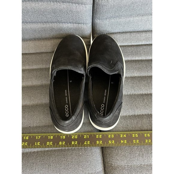 Ecco Shoes - ECCO Womens Soft Classic Comfort Slip On Sneaker Black Nubuck Leather Size 4-4.5